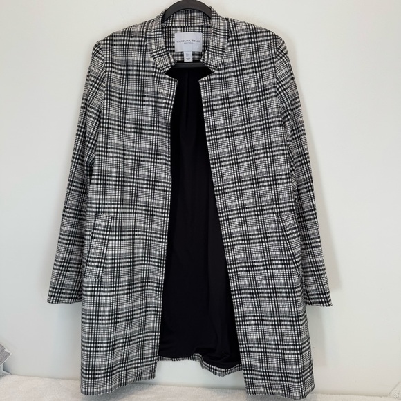 Classic Carolina Belle Black & White Plaid Open Front L Jacket Size L - Picture 1 of 8